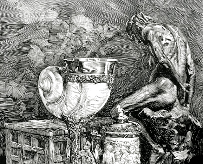 gravure de Vilmos Pogány pour illustrer Parsifal de Wagner